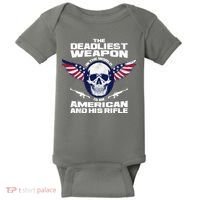 The Deadliest Weapon American And His Rifle Baby Bodysuit thumb 0