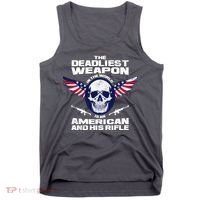 The Deadliest Weapon American And His Rifle Tank Top thumb 0
