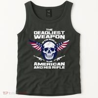 The Deadliest Weapon American And His Rifle Tank Top thumb 2