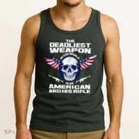 The Deadliest Weapon American And His Rifle Tank Top thumb 3