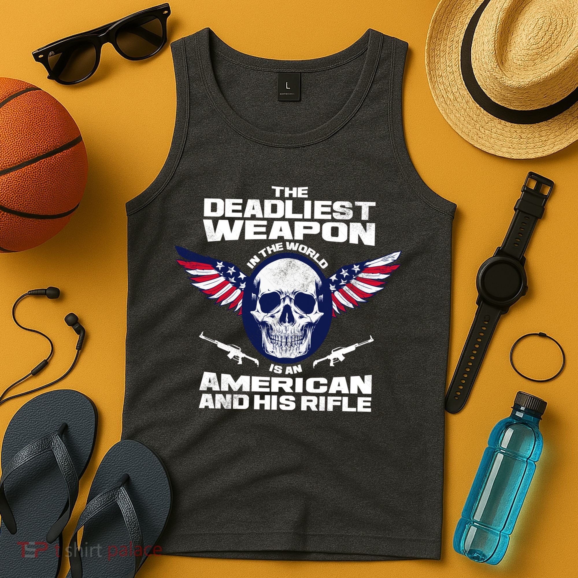 The Deadliest Weapon American And His Rifle Tank Top