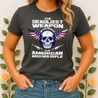 The Deadliest Weapon American And His Rifle Women's T-Shirt thumb 2