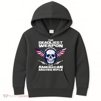 The Deadliest Weapon American And His Rifle Kids Hoodie