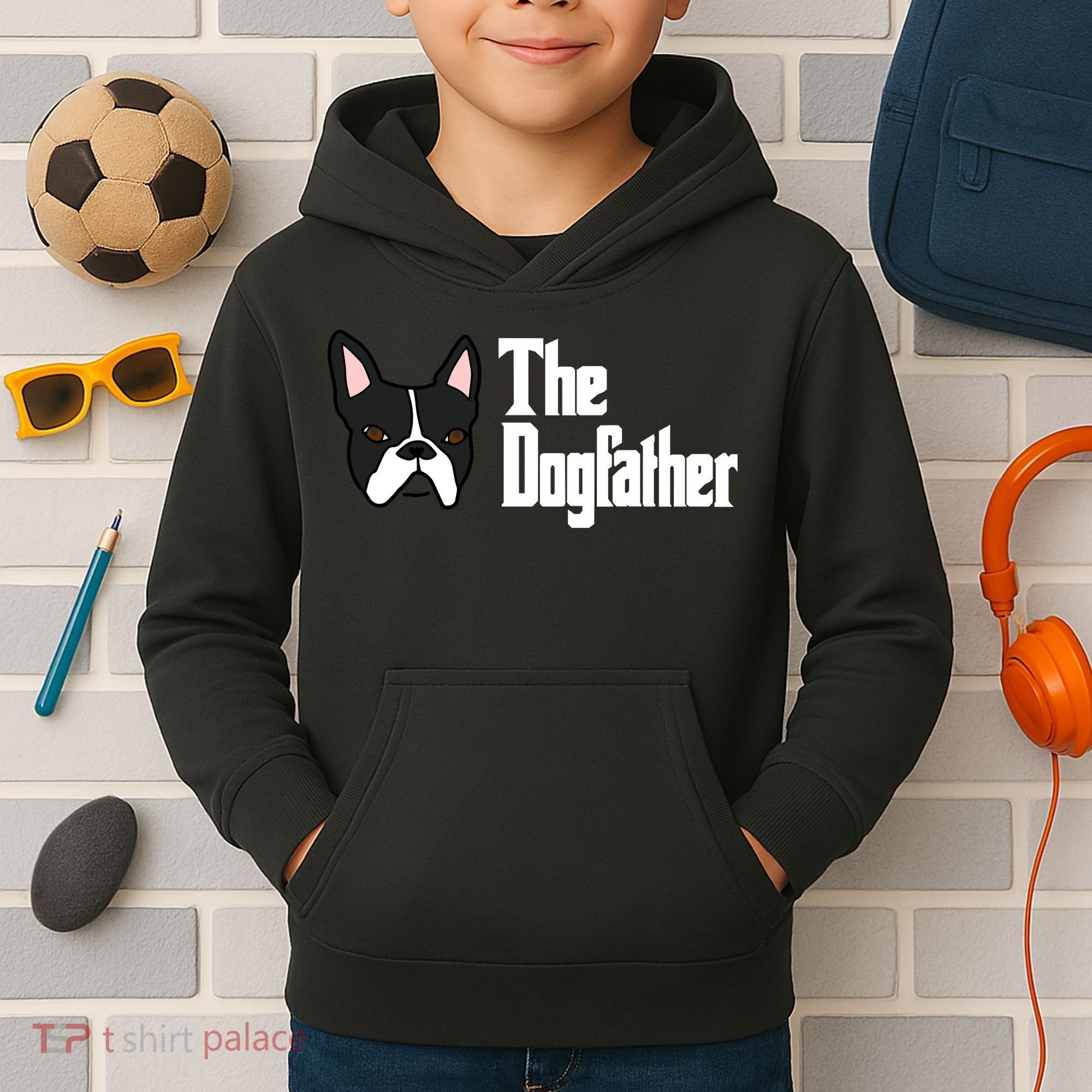 The Dog Father Boston Terrier Kids Hoodie