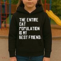 The Entire Cat Population Is My Best Friend Kids Hoodie thumb 3