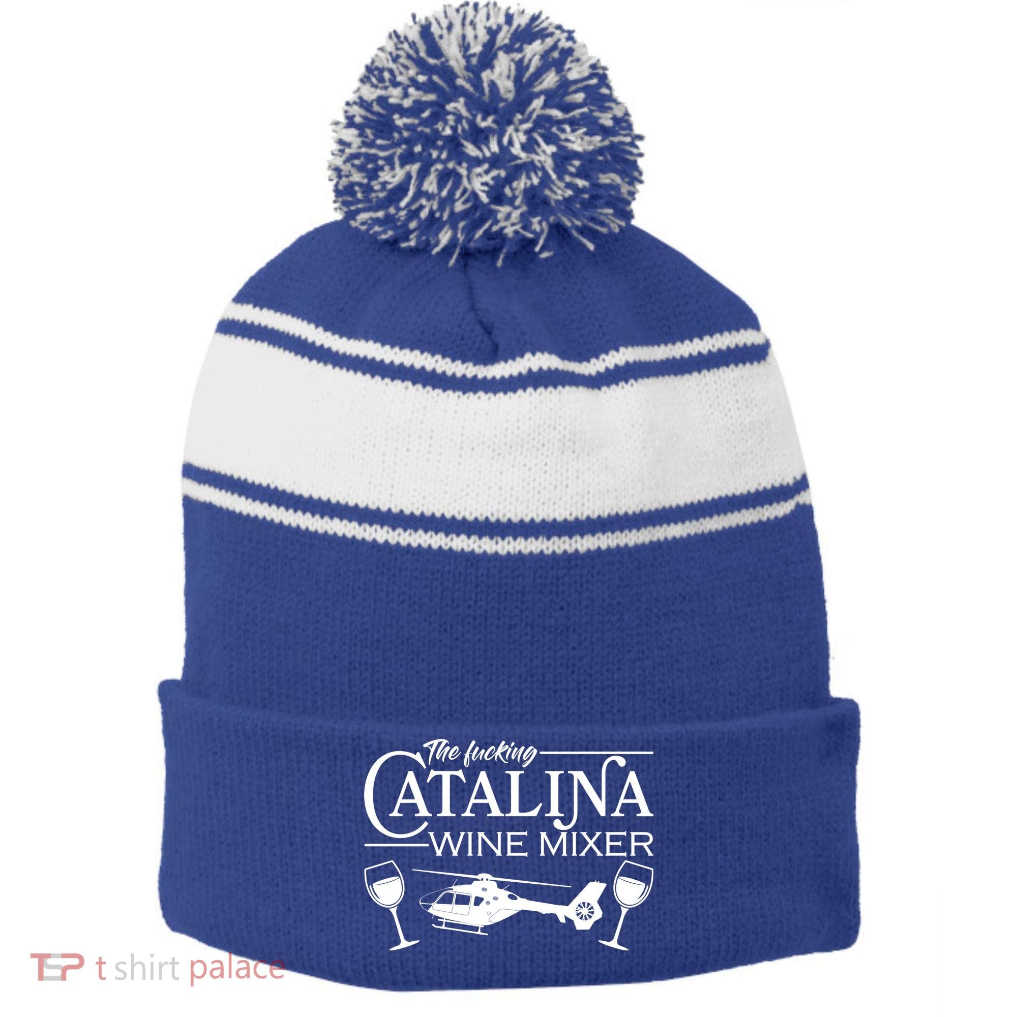 The F***ing Catalina Wine Mixer Stripe Pom Pom Beanie