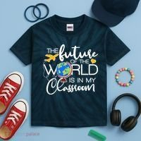 The Future of the World Is In My Classroom Kids Tie-Dye T-Shirt thumb 2