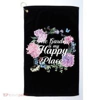 The Garden Is My Happy Place Golf Towel thumb 0