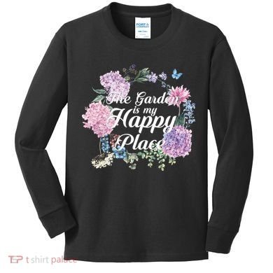 The Garden Is My Happy Place Kids Long Sleeve Shirt