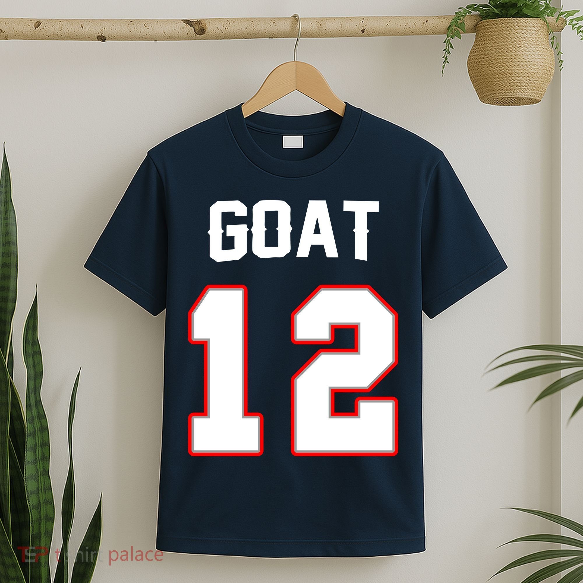 The Goat #12 Jersey 5 Time Champ New England Football T-Shirt