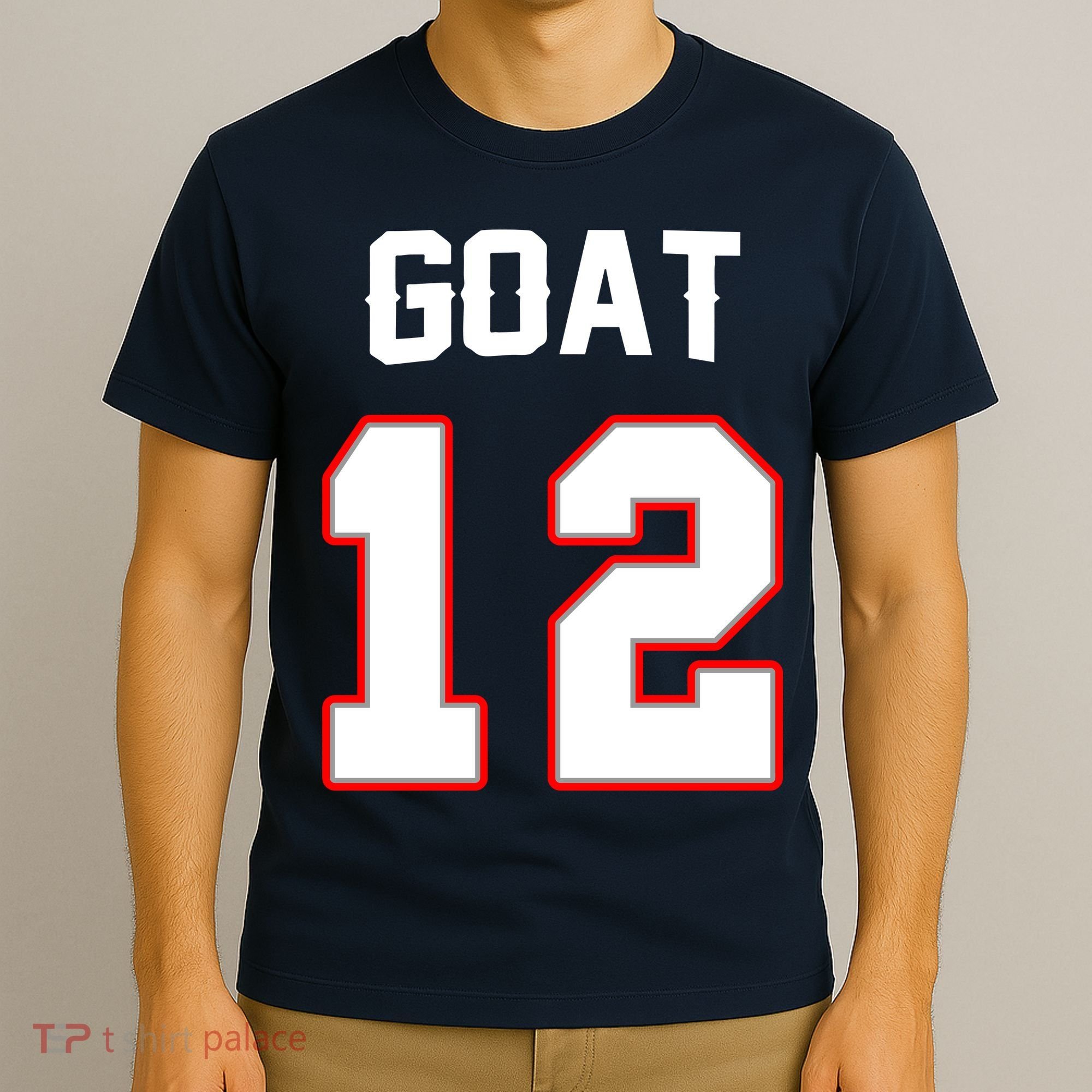 The Goat #12 Jersey 5 Time Champ New England Football T-Shirt