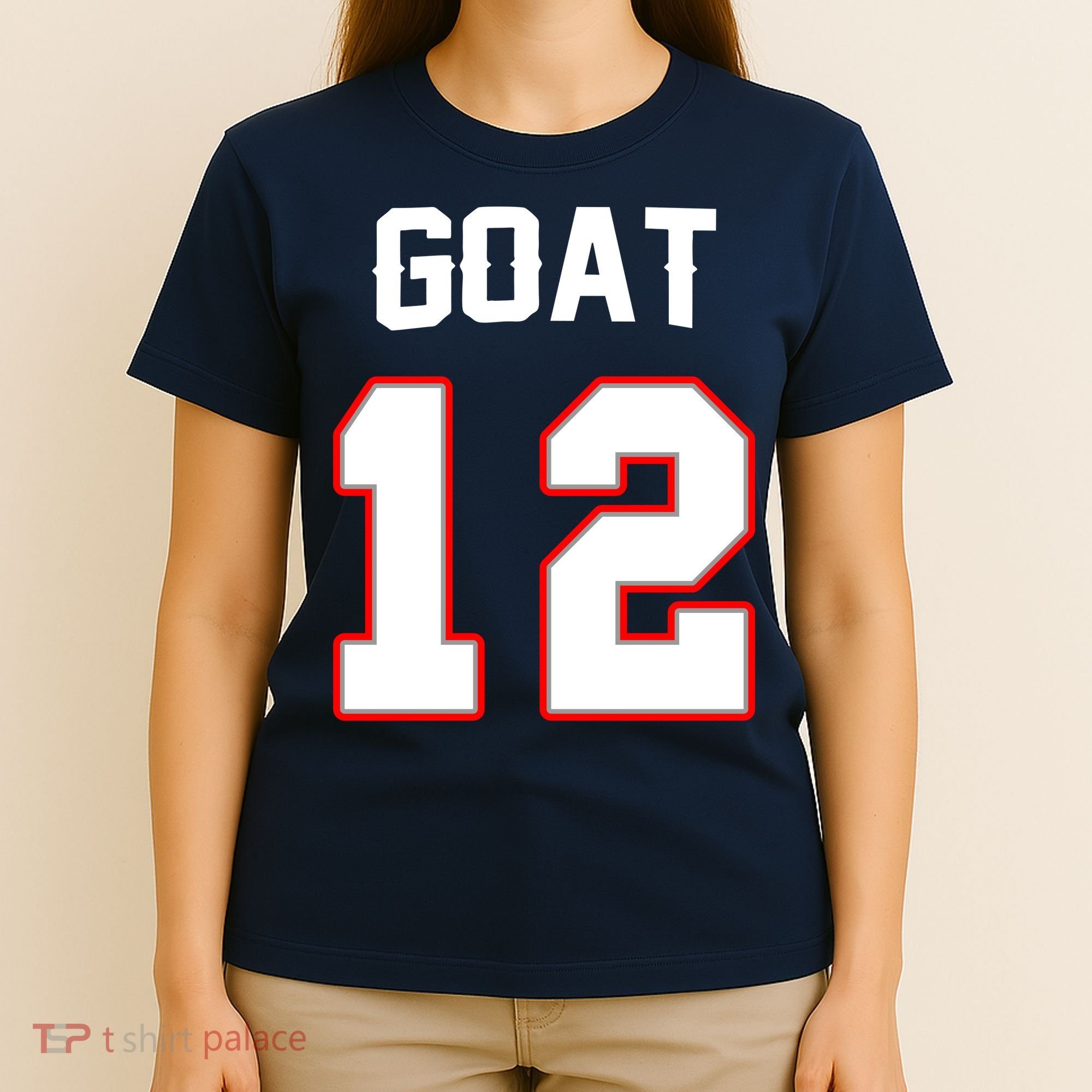 The Goat #12 Jersey 5 Time Champ New England Football T-Shirt