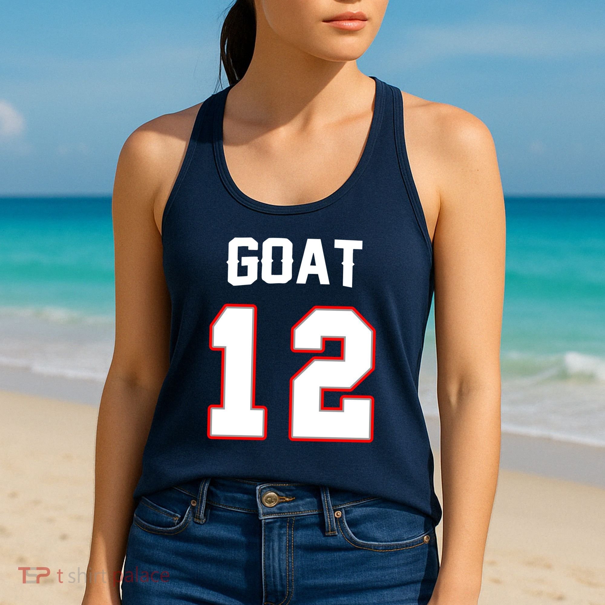The Goat #12 Jersey 5 Time Champ New England Football Women's Tank Top