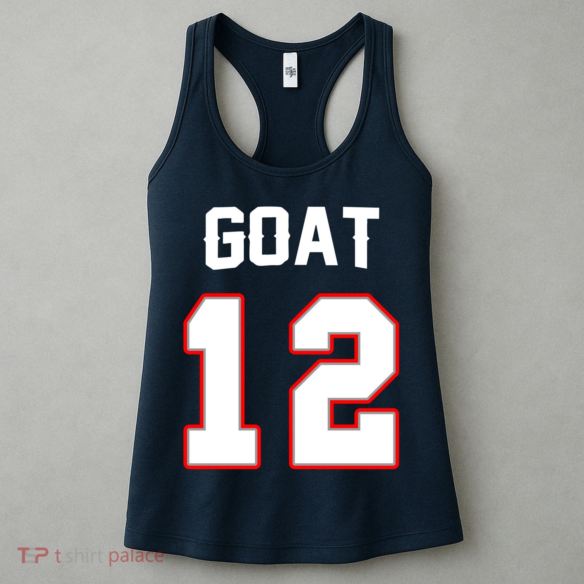 The Goat #12 Jersey 5 Time Champ New England Football Women's Tank Top