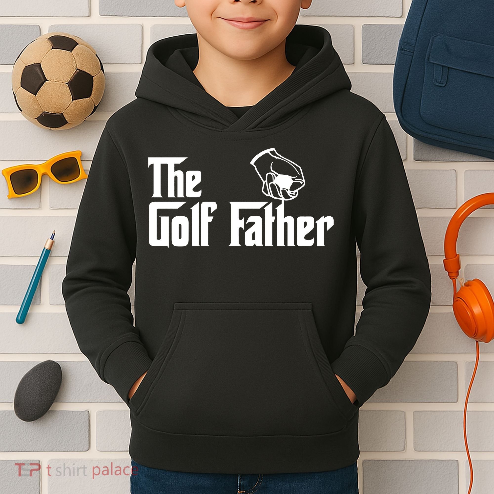 The Golf-Father Funny Golf Dad Kids Hoodie