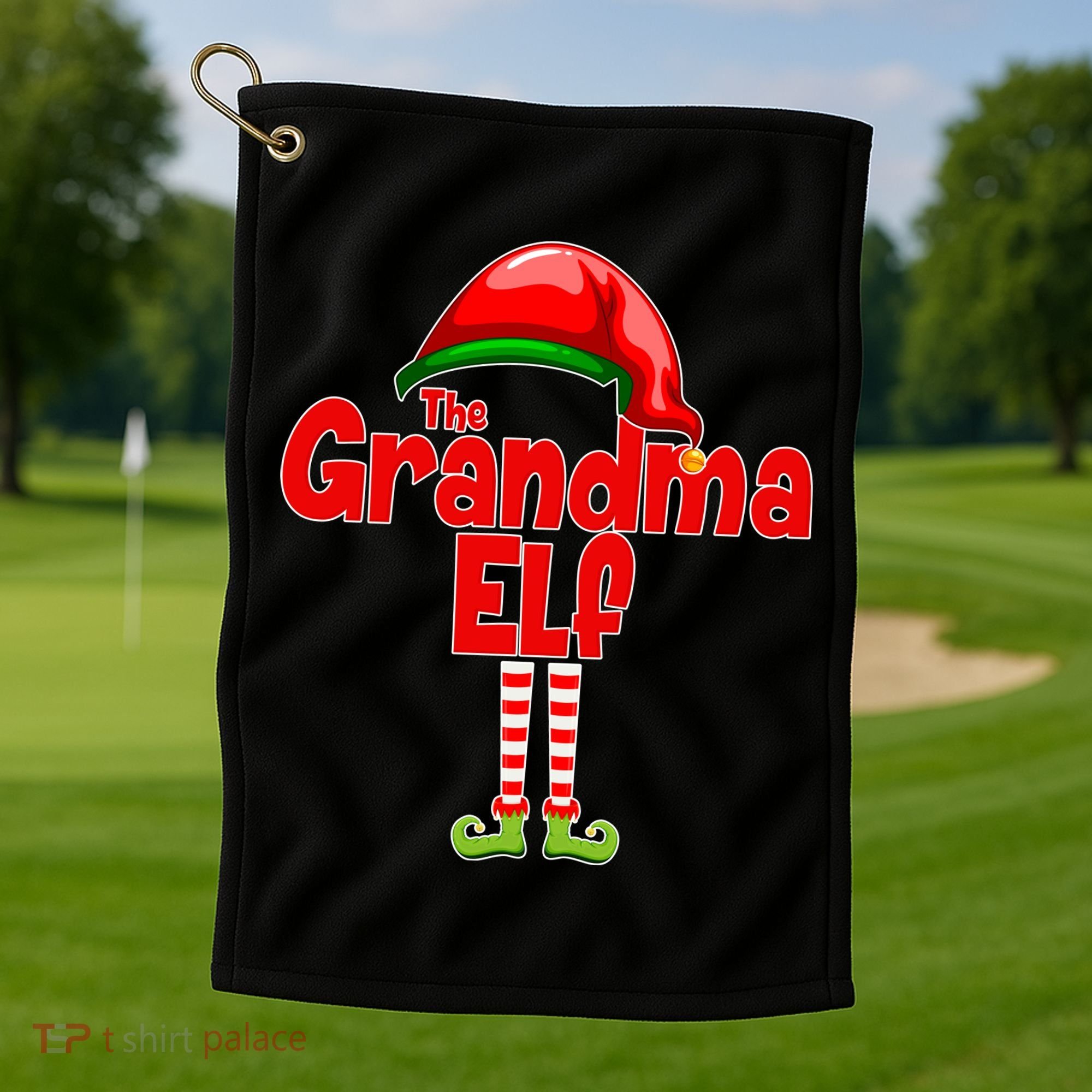 The Grandma Elf Christmas Golf Towel