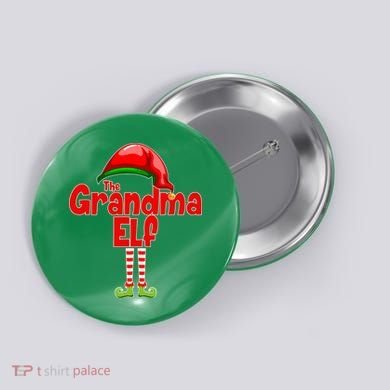 The Grandma Elf Christmas Button