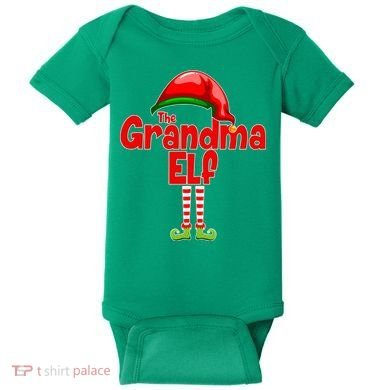 The Grandma Elf Christmas Baby Bodysuit