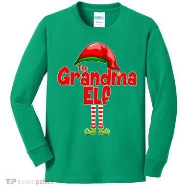 The Grandma Elf Christmas Kids Long Sleeve Shirt