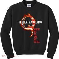The Great Awakening Qanon Where We Go One We Go All Kids Sweatshirt thumb 0