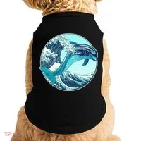 The Great Wave Dolphin Doggie Tank thumb 0