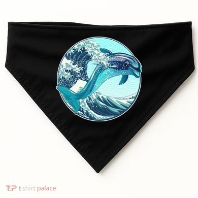 The Great Wave Dolphin USA-Made Doggie Bandana