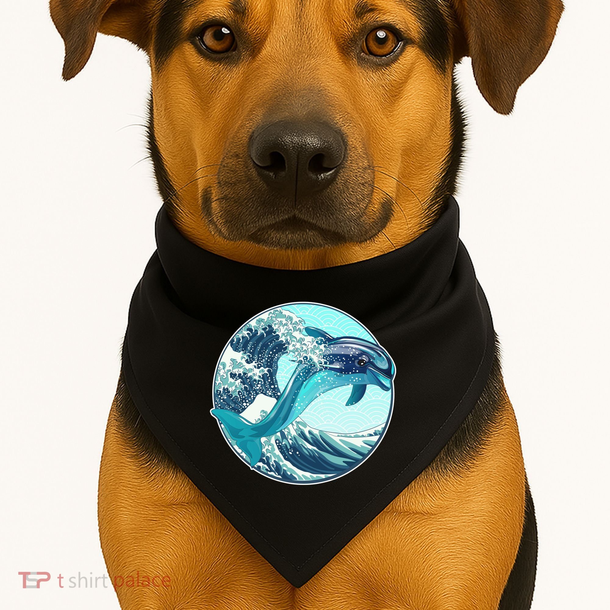 The Great Wave Dolphin USA-Made Doggie Bandana