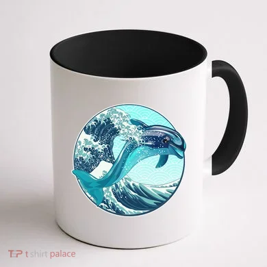 The Great Wave Dolphin Coffee Mug back
