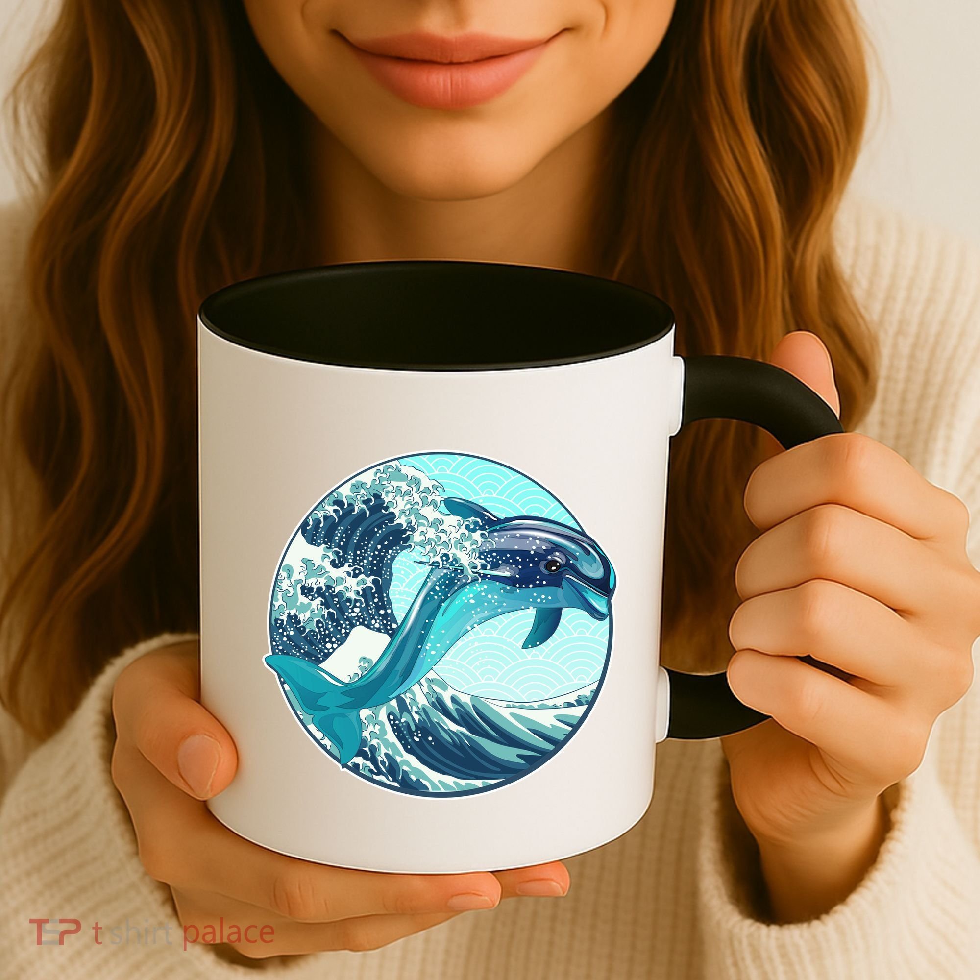 The Great Wave Dolphin Coffee Mug