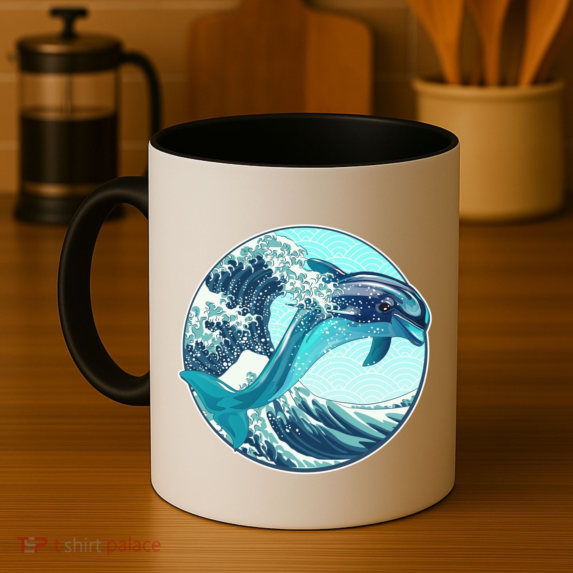 The Great Wave Dolphin Coffee Mug