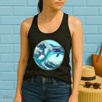 The Great Wave Dolphin Women's Tank Top thumb 2