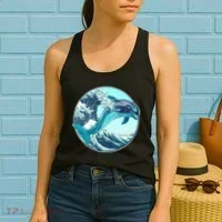 The Great Wave Dolphin Women's Tank Top thumb 2