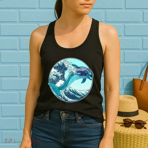 The Great Wave Dolphin Women's Tank Top