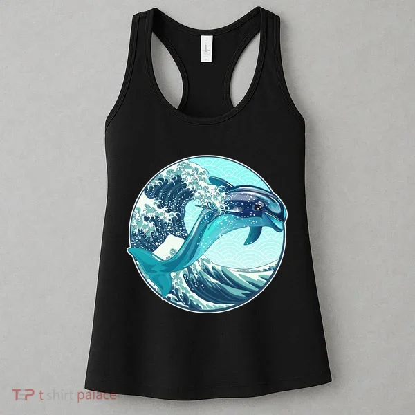 The Great Wave Dolphin Women's Tank Top