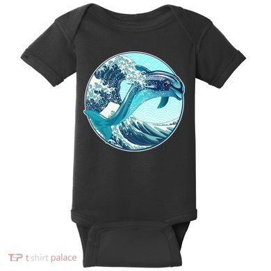 The Great Wave Dolphin Baby Bodysuit