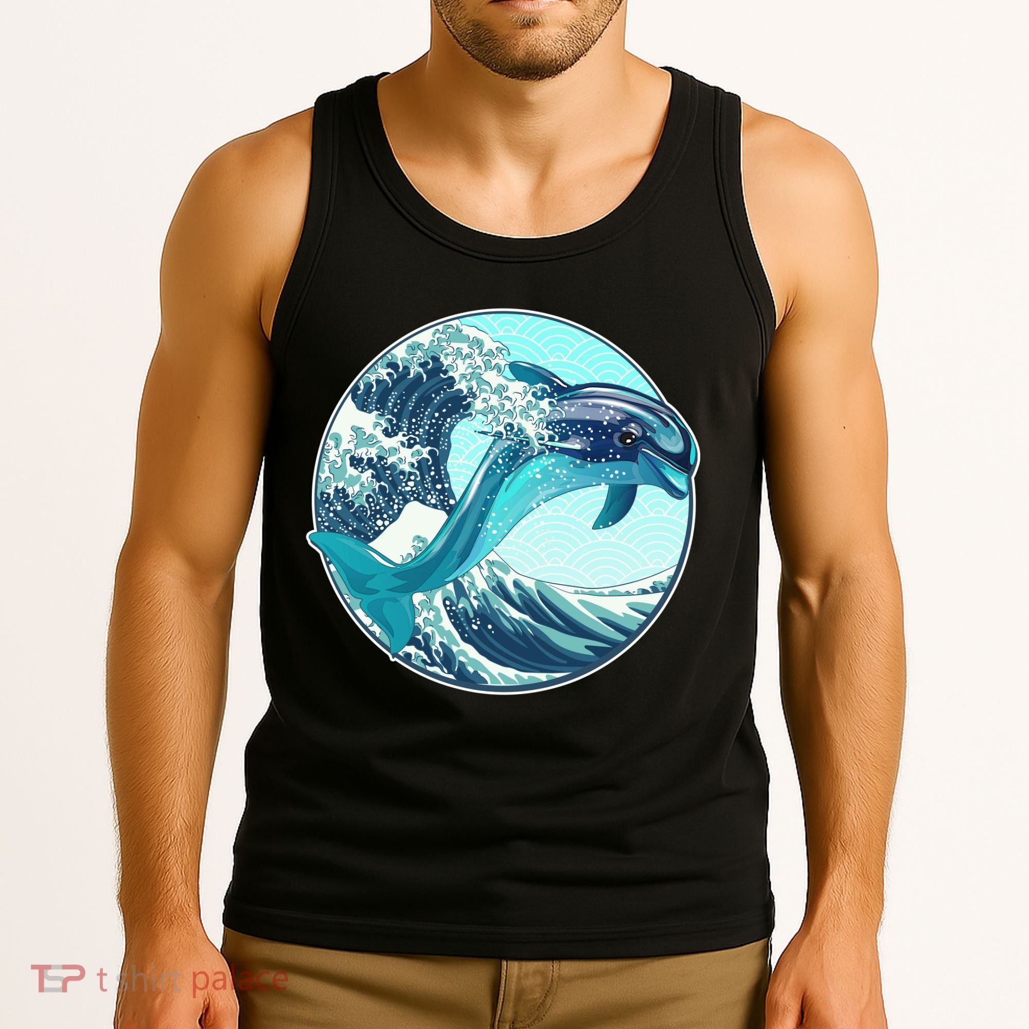 The Great Wave Dolphin Tank Top