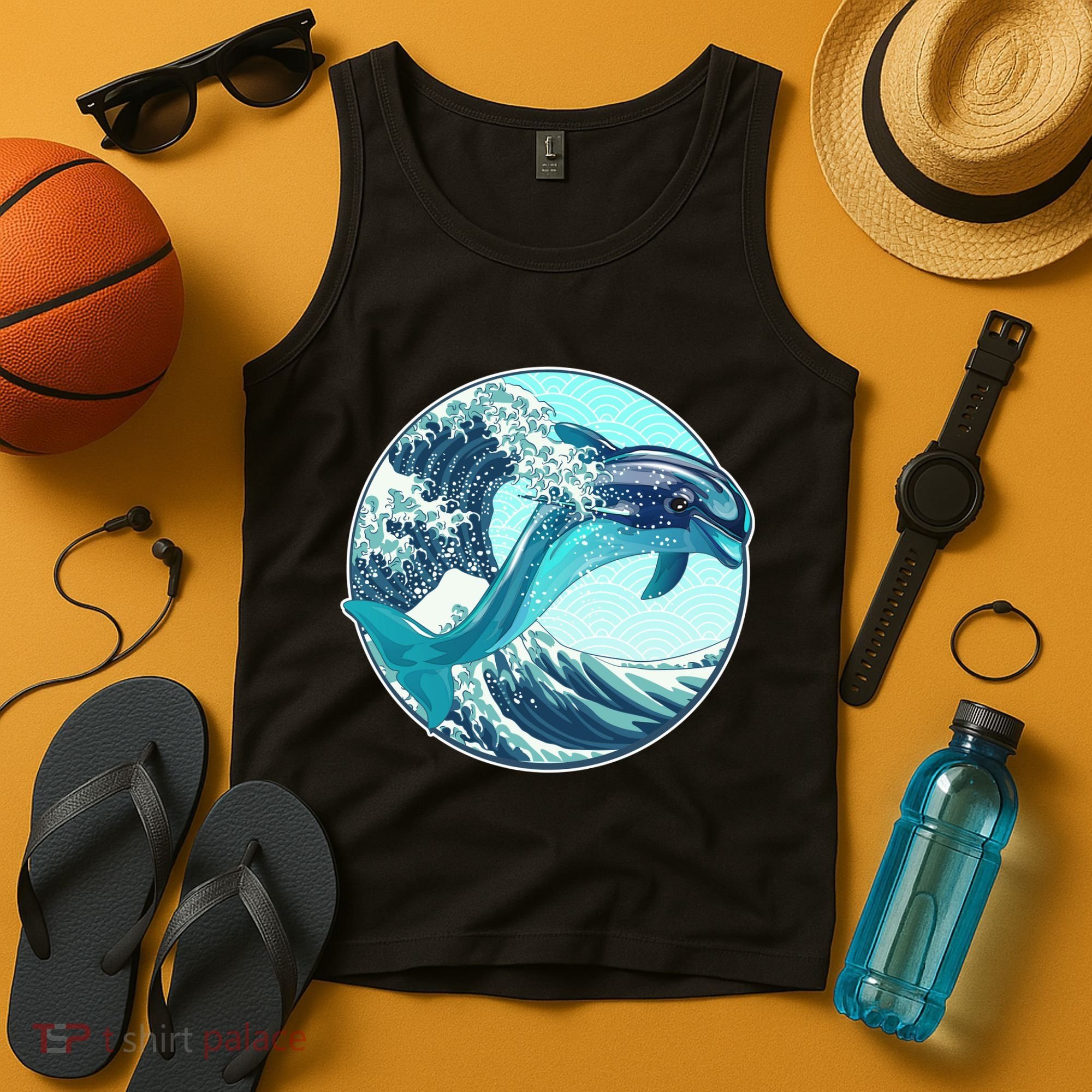 The Great Wave Dolphin Tank Top