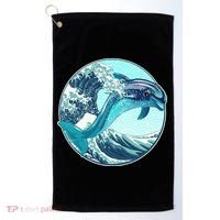 The Great Wave Dolphin Golf Towel thumb 0