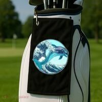 The Great Wave Dolphin Golf Towel thumb 2