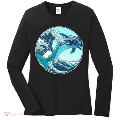 The Great Wave Dolphin Women's Long Sleeve Shirt