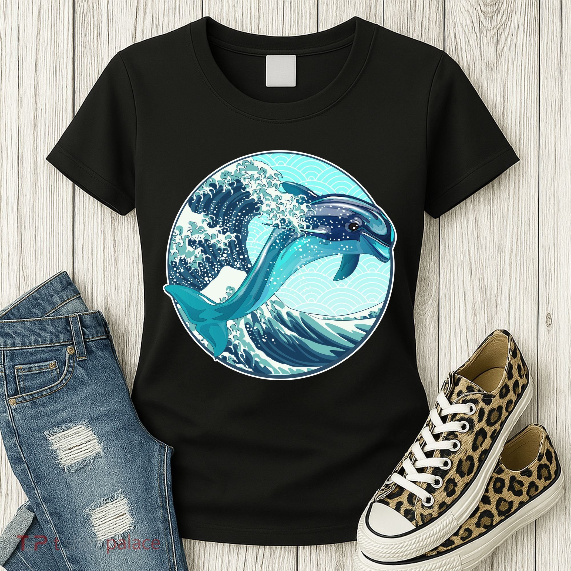 The Great Wave Dolphin Women's T-Shirt