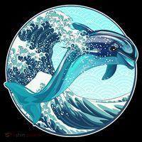 The Great Wave Dolphin Women's T-Shirt thumb 6