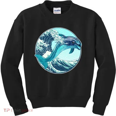 The Great Wave Dolphin Kids Sweatshirt