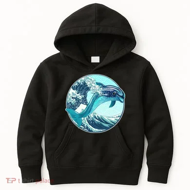 The Great Wave Dolphin Kids Hoodie