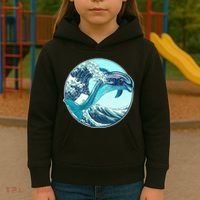 The Great Wave Dolphin Kids Hoodie thumb 3
