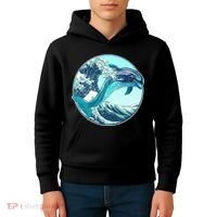 The Great Wave Dolphin Kids Hoodie thumb 4