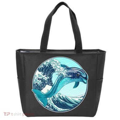 The Great Wave Dolphin Tote Bag