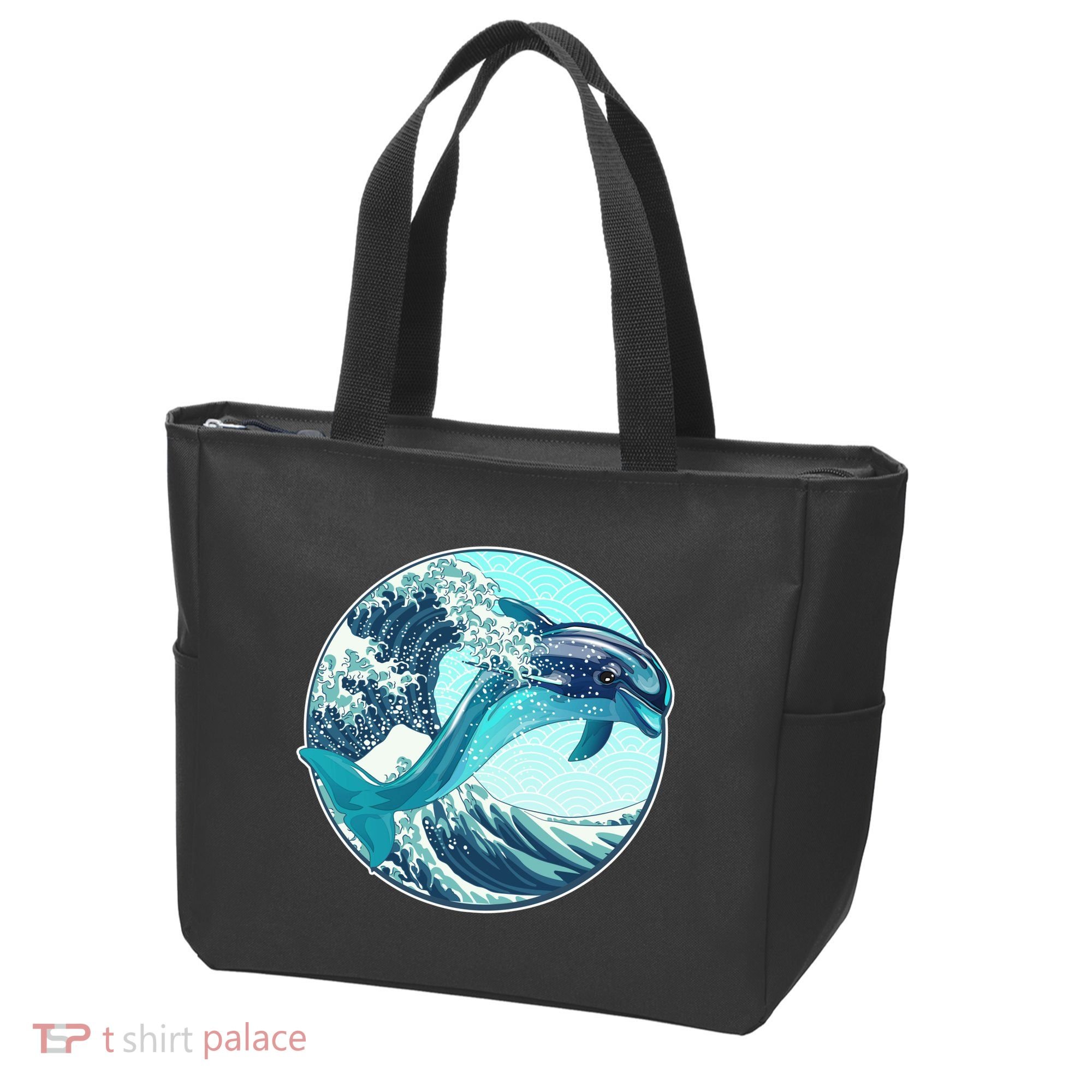 The Great Wave Dolphin Tote Bag