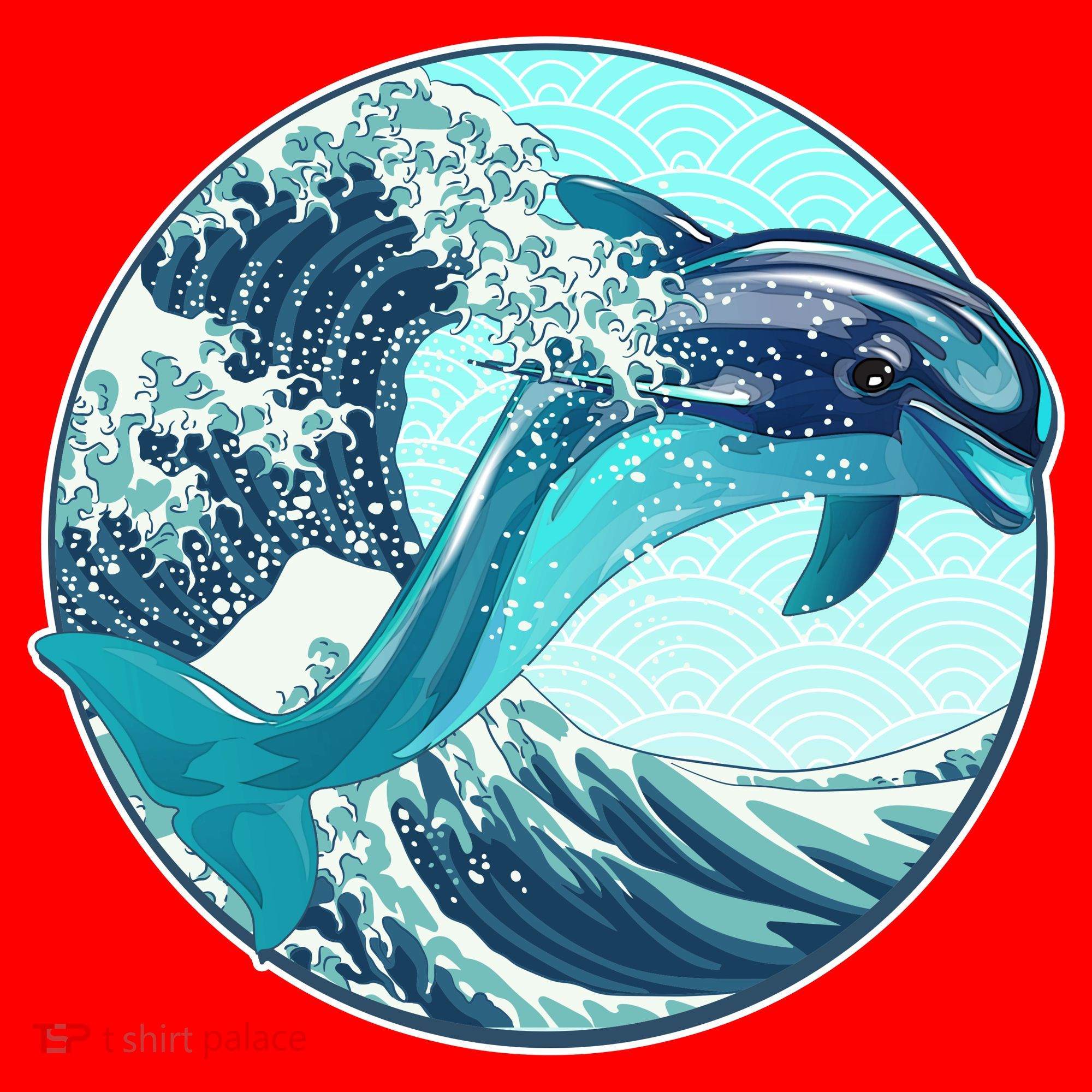 The Great Wave Dolphin Santa Hat