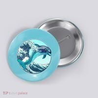 The Great Wave Dolphin Button thumb 0